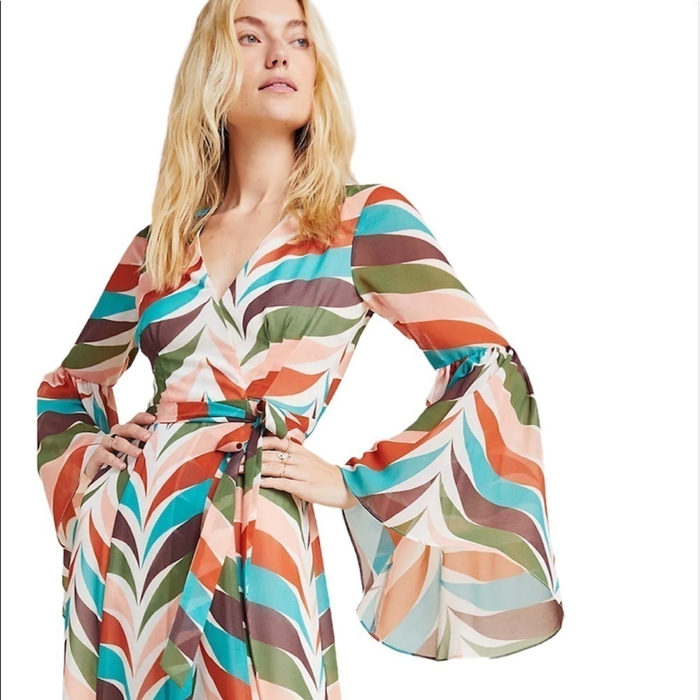 Hutch Anthropologie Elysees Geometric Wrap Maxi Dress XXSP